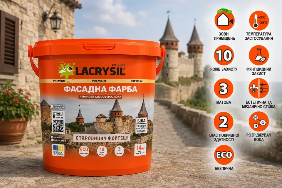 Фасадна акрилова водно-дисперсійна фарба «Старовинна фортеця»
